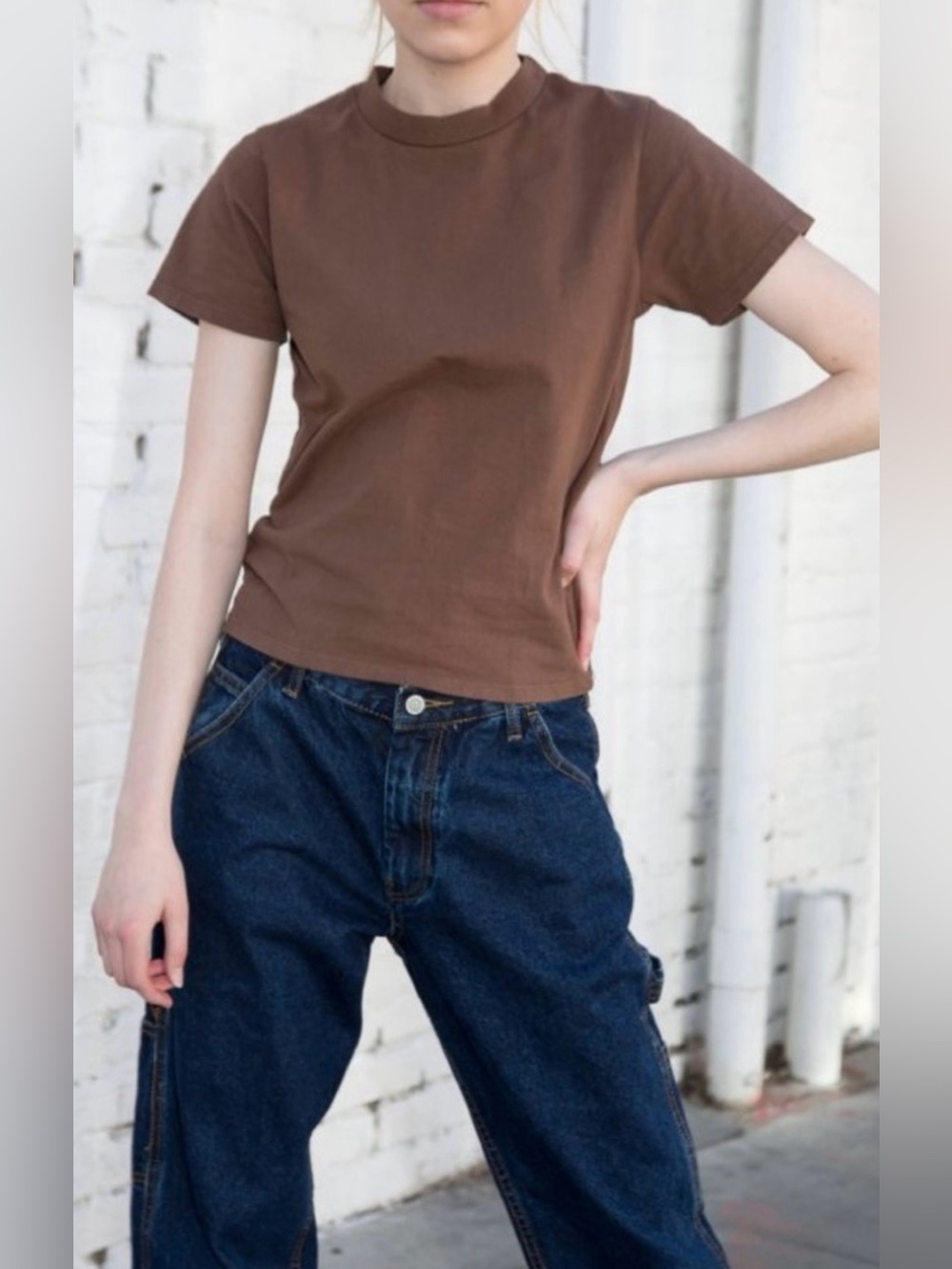 Brandy Melville Oversized Tee Brown, one size, like new!